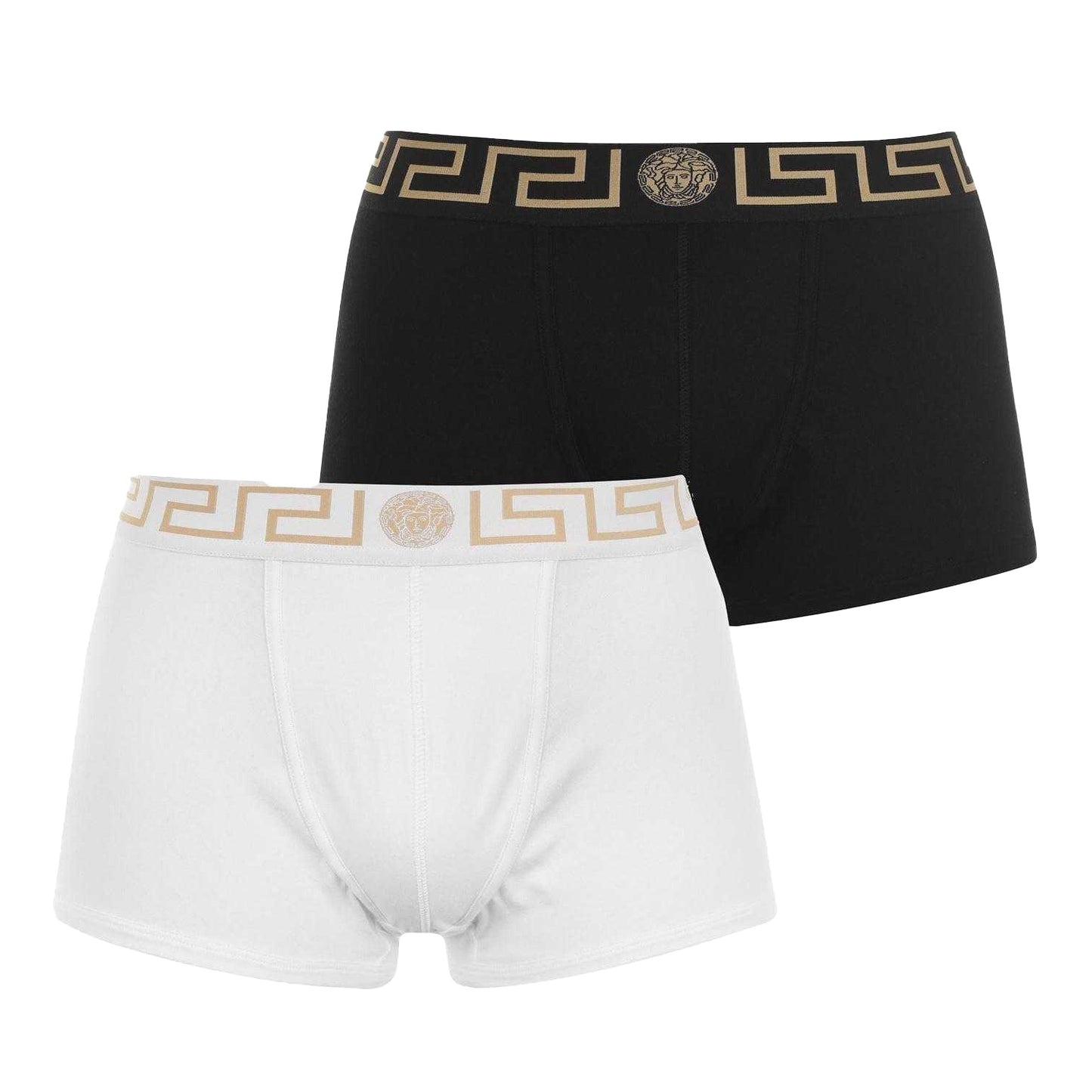 Black-White - Front - Versace Mens Greca Cotton Underwear (Pack of 2)
