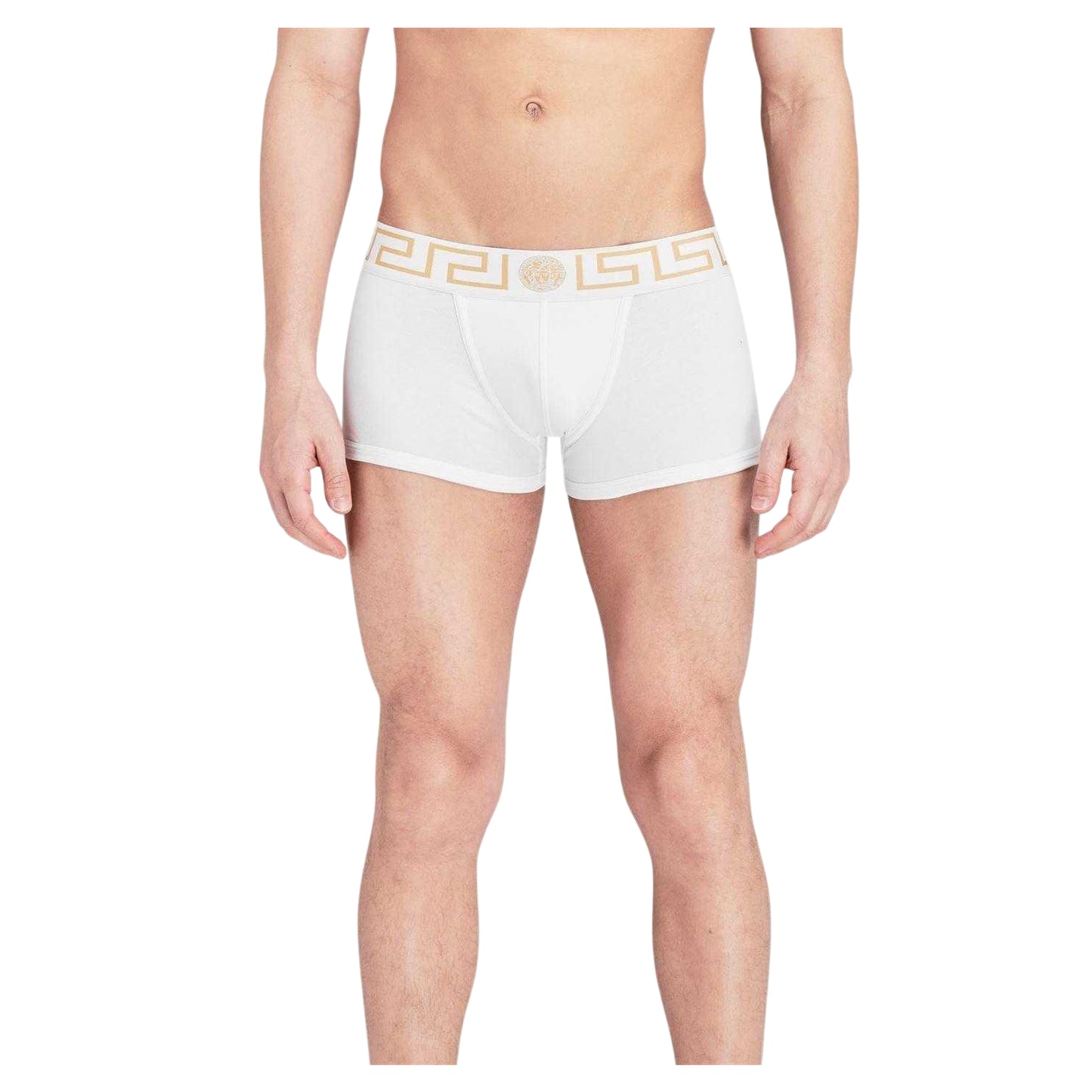 Black-White - Side - Versace Mens Greca Cotton Underwear (Pack of 2)