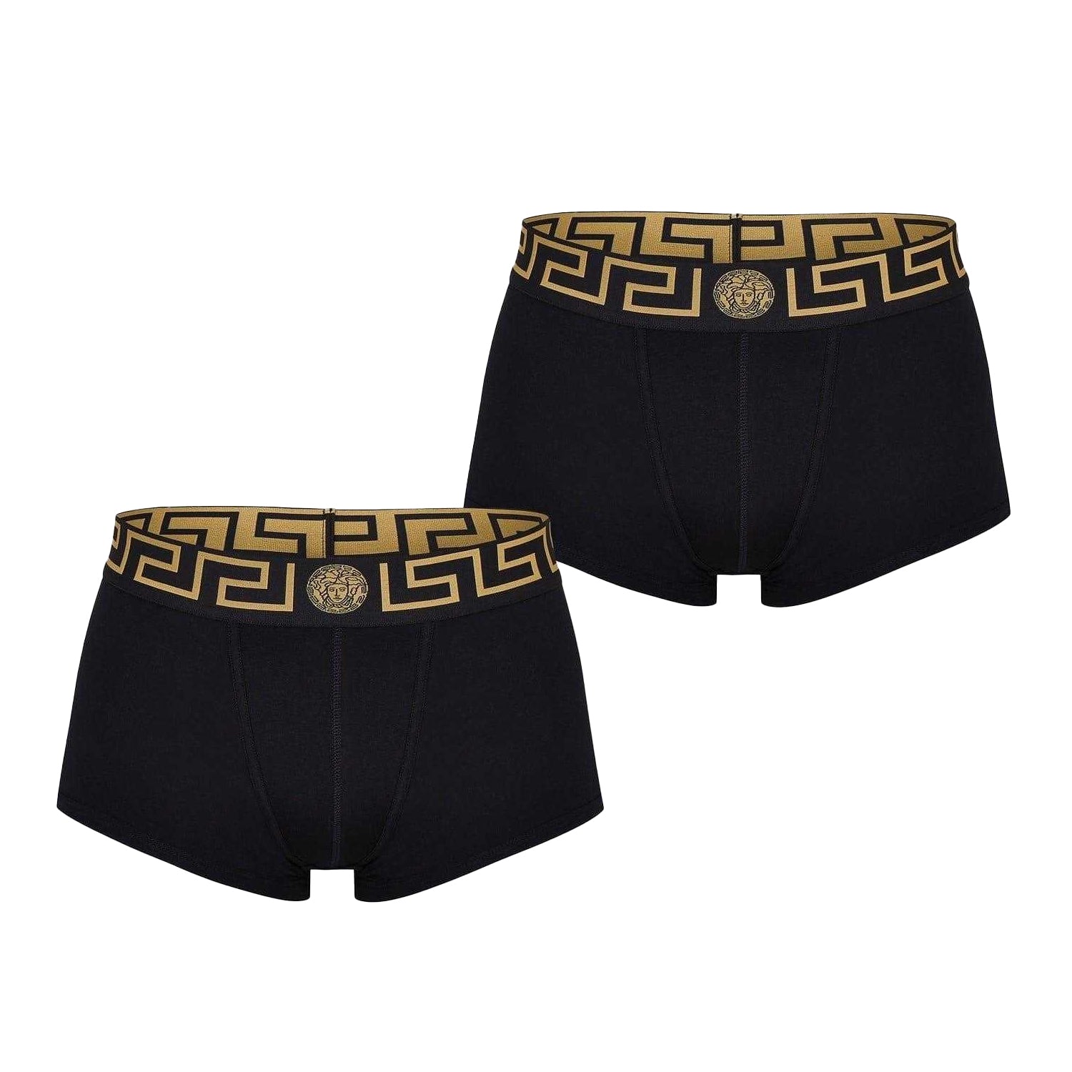 Black - Front - Versace Mens Greca Cotton Underwear (Pack of 2)