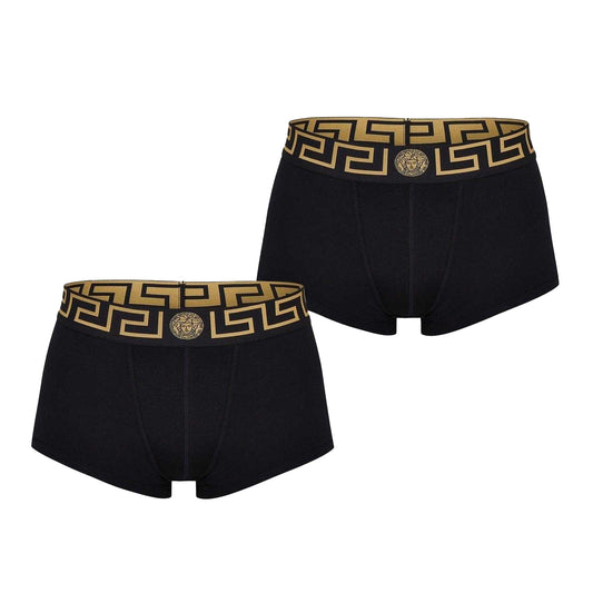 Black - Front - Versace Mens Greca Cotton Underwear (Pack of 2)