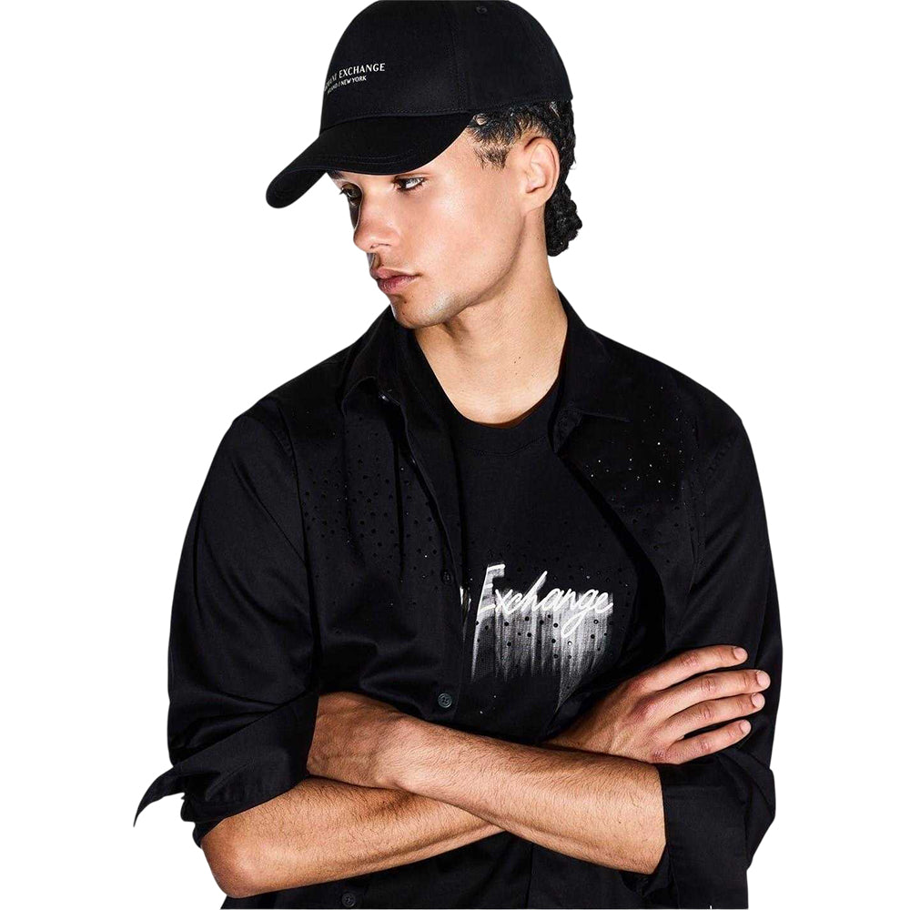 Black - Side - Armani Exchange Mens Logo Snapback Cap