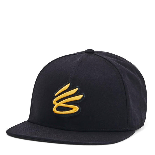 Black - Front - Under Armour Mens Curry Logo Cotton Flat Peak Snapback Cap