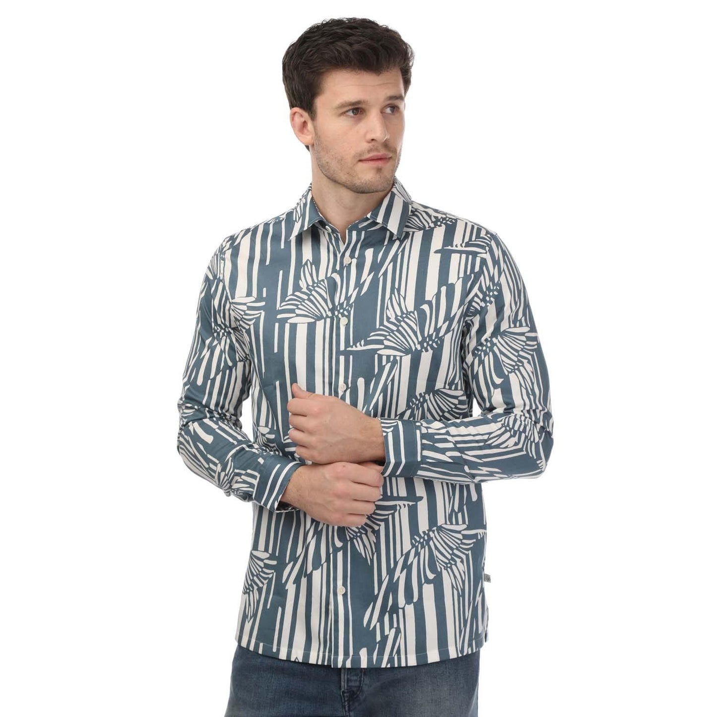 Blue - Front - Ted Baker Mens Chorley Butterfly Stripe Shirt