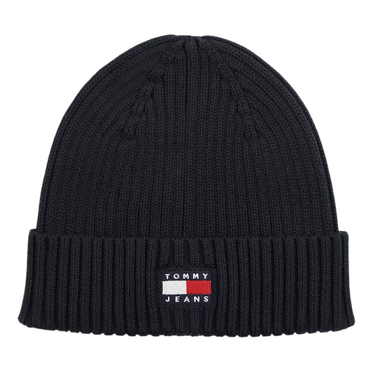 Dark Navy - Front - Tommy Jeans Unisex Adult Core Logo Knitted Beanie