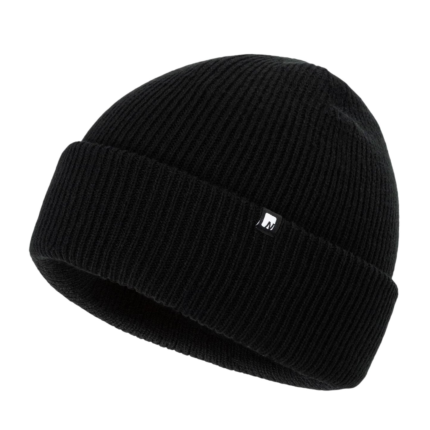 Black - Side - Nevica Mens Meribel Logo Ribbed Beanie