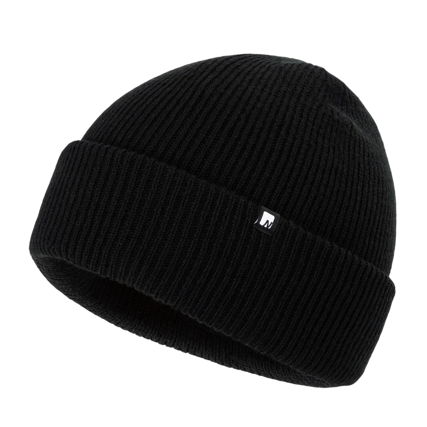 Black - Side - Nevica Mens Meribel Logo Ribbed Beanie