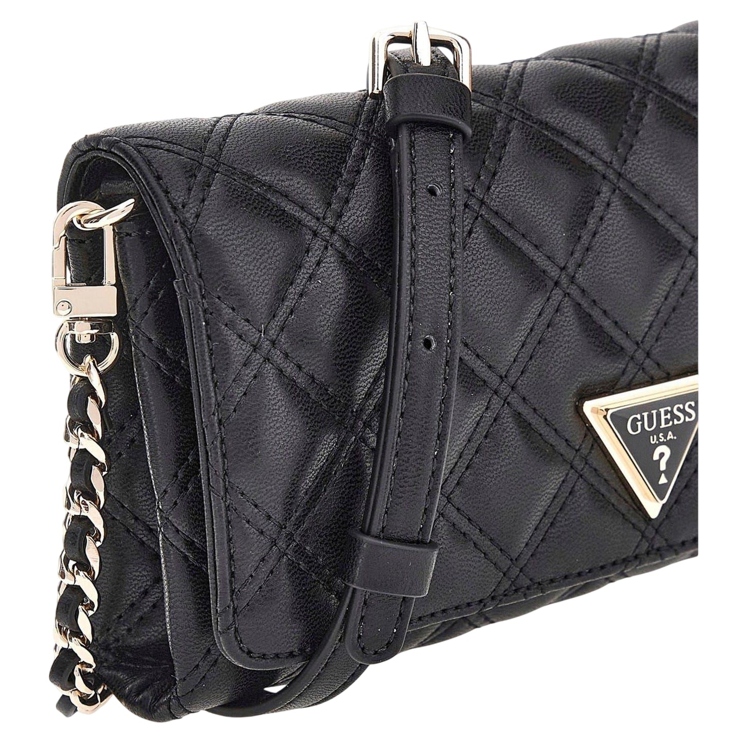 Black - Side - Guess Giully Quilted Clutch Bag