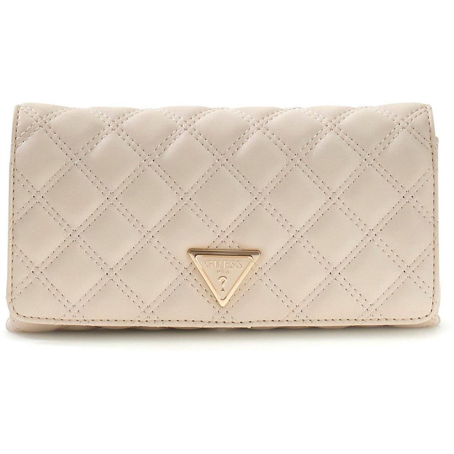 Bone - Front - Guess Giully Quilted Clutch Bag