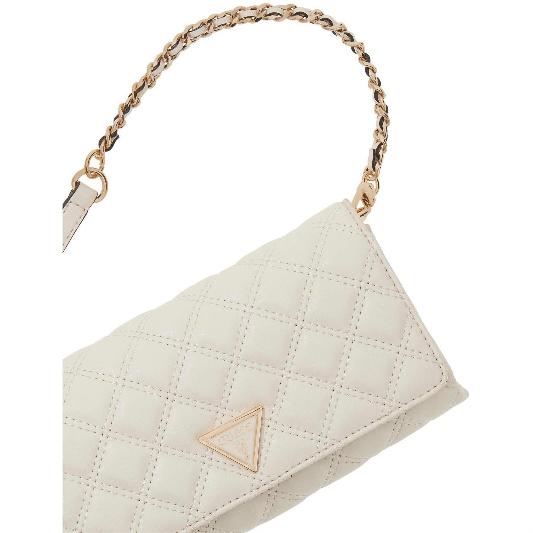 Bone - Side - Guess Giully Quilted Clutch Bag