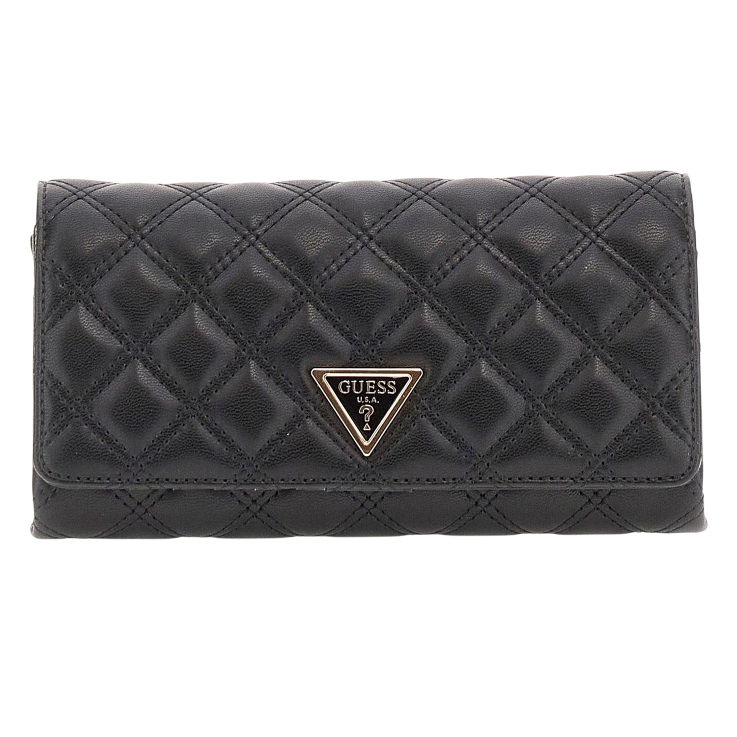 Black - Front - Guess Giully Quilted Clutch Bag