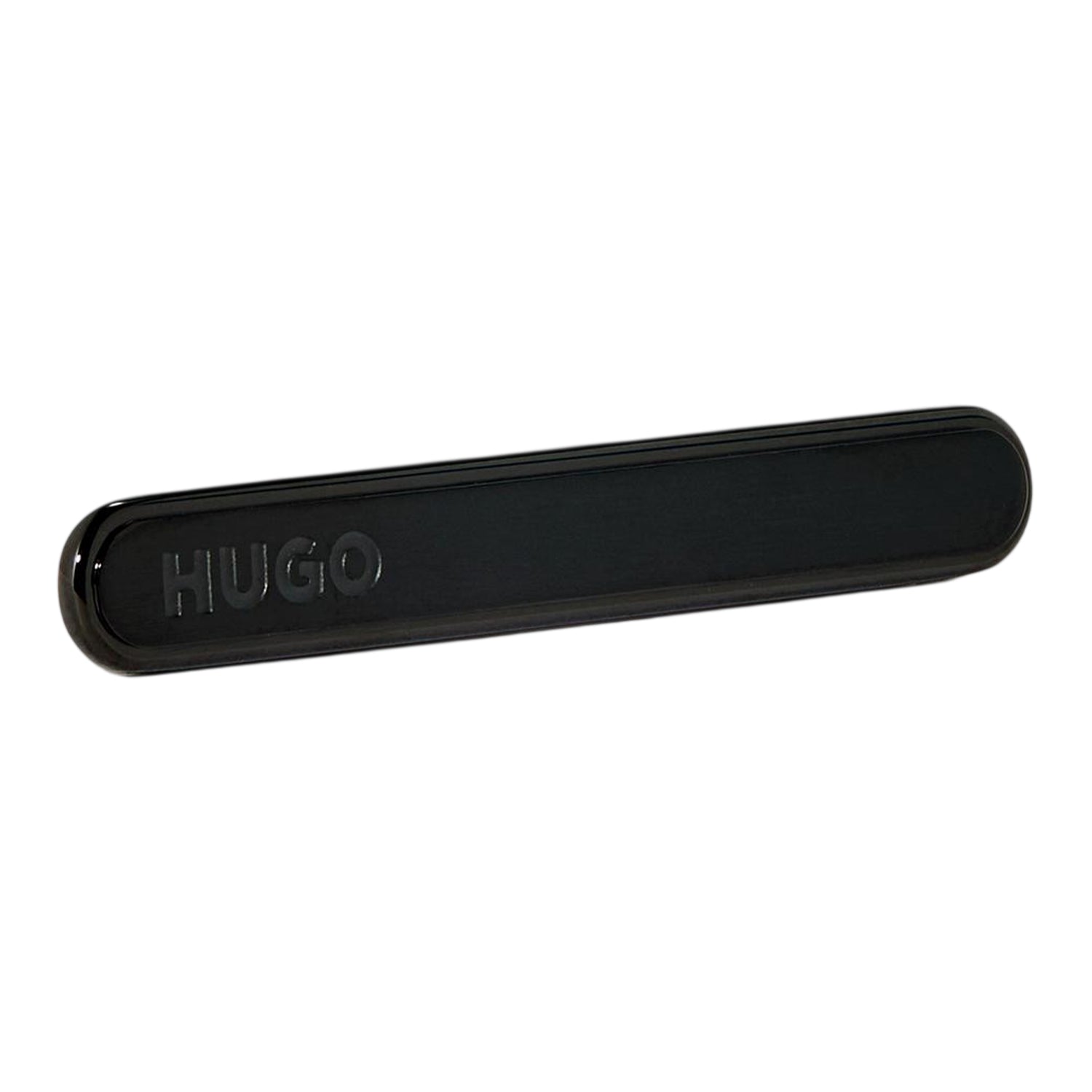 Black - Front - Hugo Mens Engraved Logo Formal Tie Clip