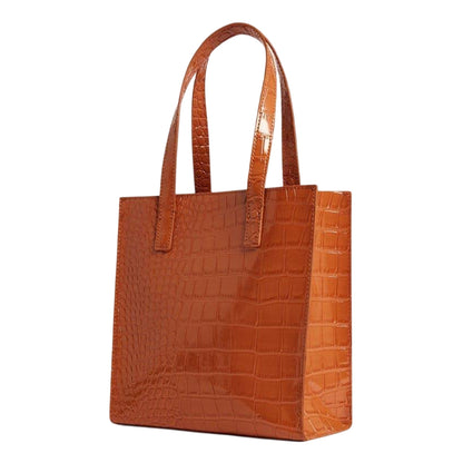 Tan - Side - Ted Baker Wenella Crocodile Skin Tote Bag