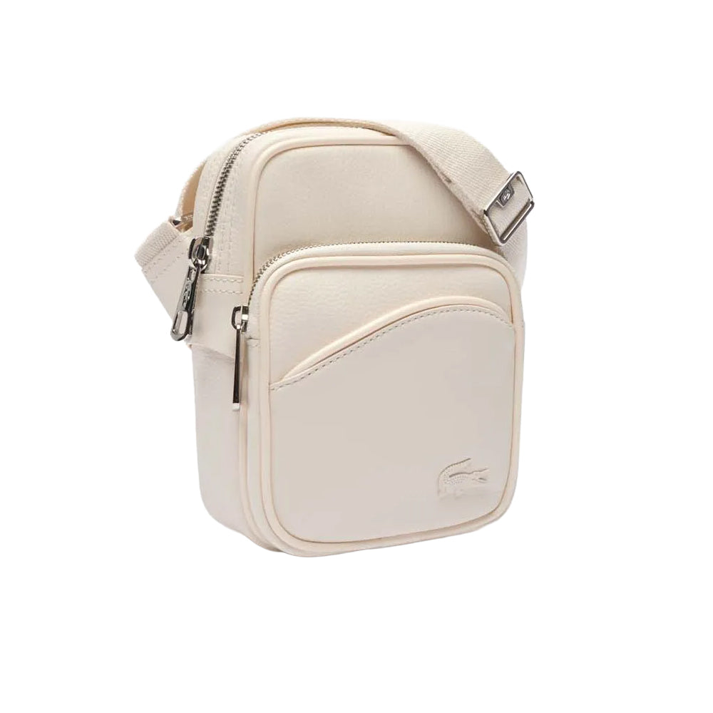 White - Side - Lacoste Angy Small Grain Leather Shoulder Bag