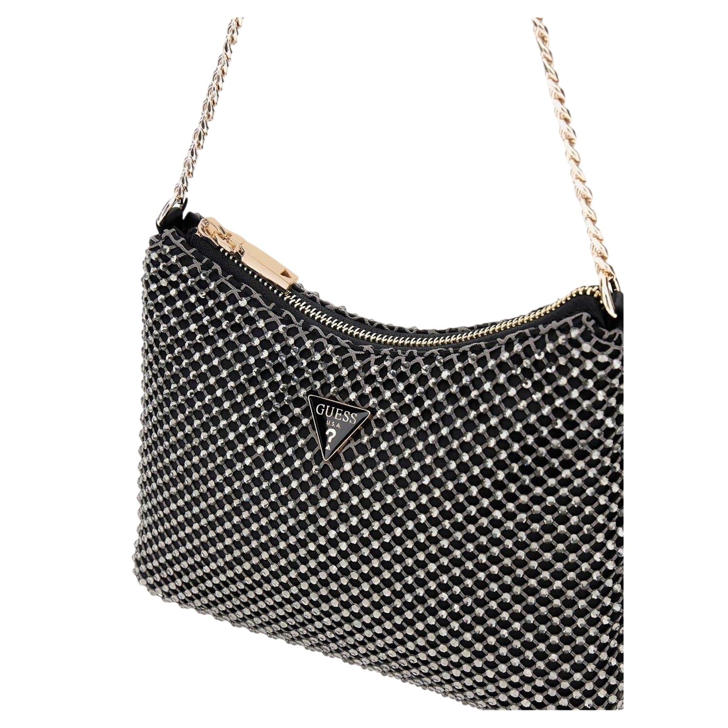 Black Metallic - Side - Guess Zalina Hobo Bag