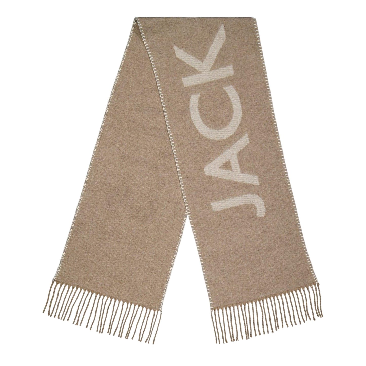 Oatmeal - Front - Jack Wills Lettering Intarsia Logo Scarf