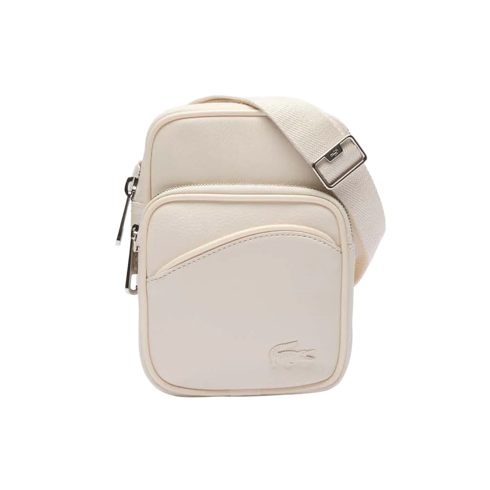 White - Front - Lacoste Angy Small Grain Leather Shoulder Bag