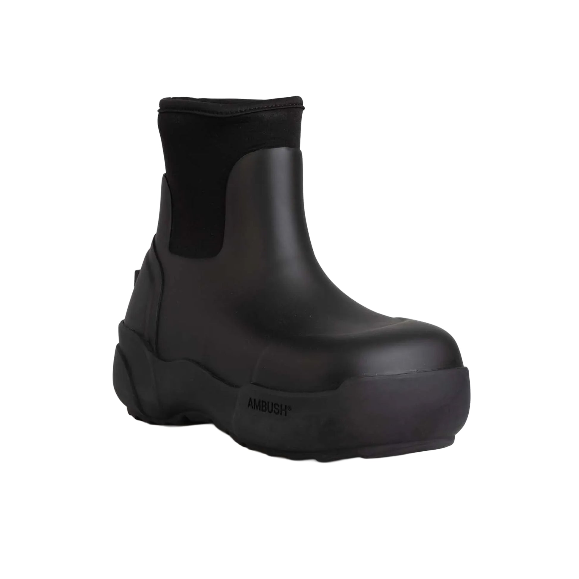 Black - Front - Ambush Womens-Ladies Rubber Ankle Boots