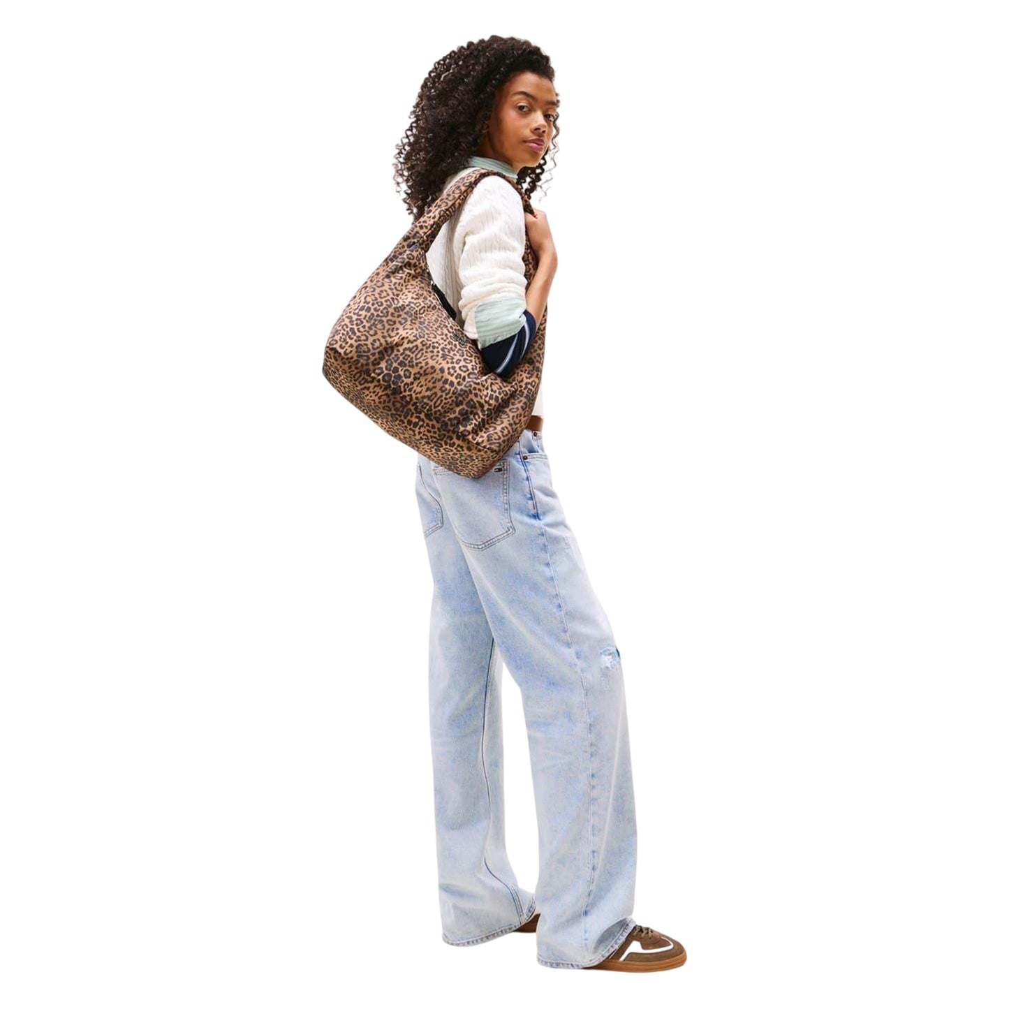 Brown - Pack Shot - Tommy Jeans Leopard Print Hobo Bag