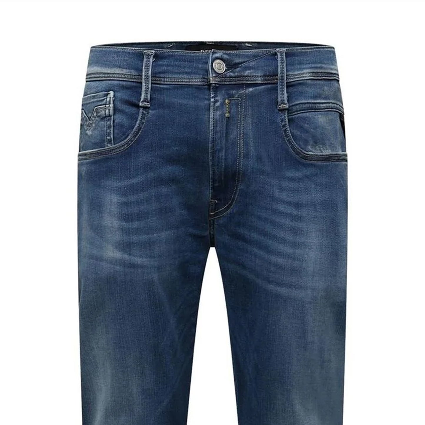 Blue - Side - Replay Mens Anbass Denim Slim Jeans