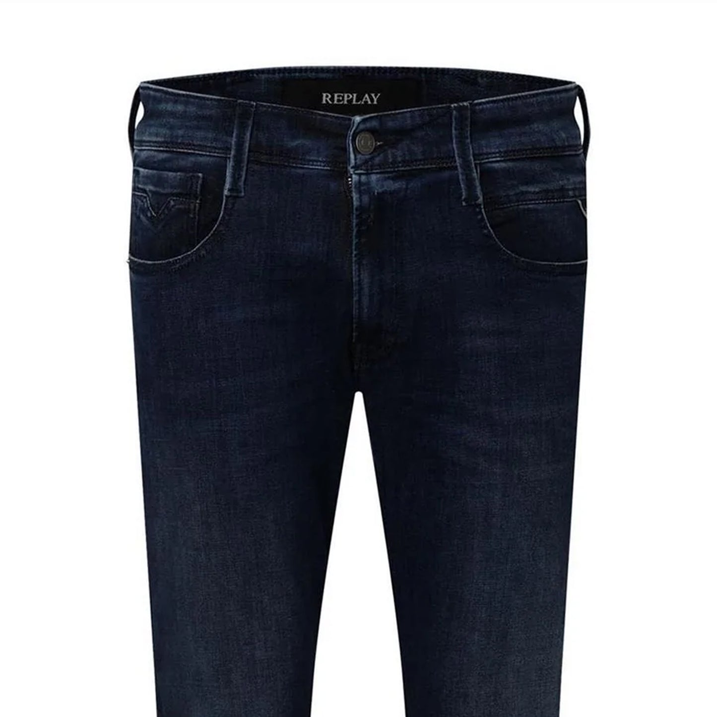 Dark Blue - Side - Replay Mens Anbass Denim Slim Jeans