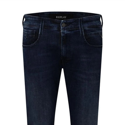 Dark Blue - Side - Replay Mens Anbass Denim Slim Jeans