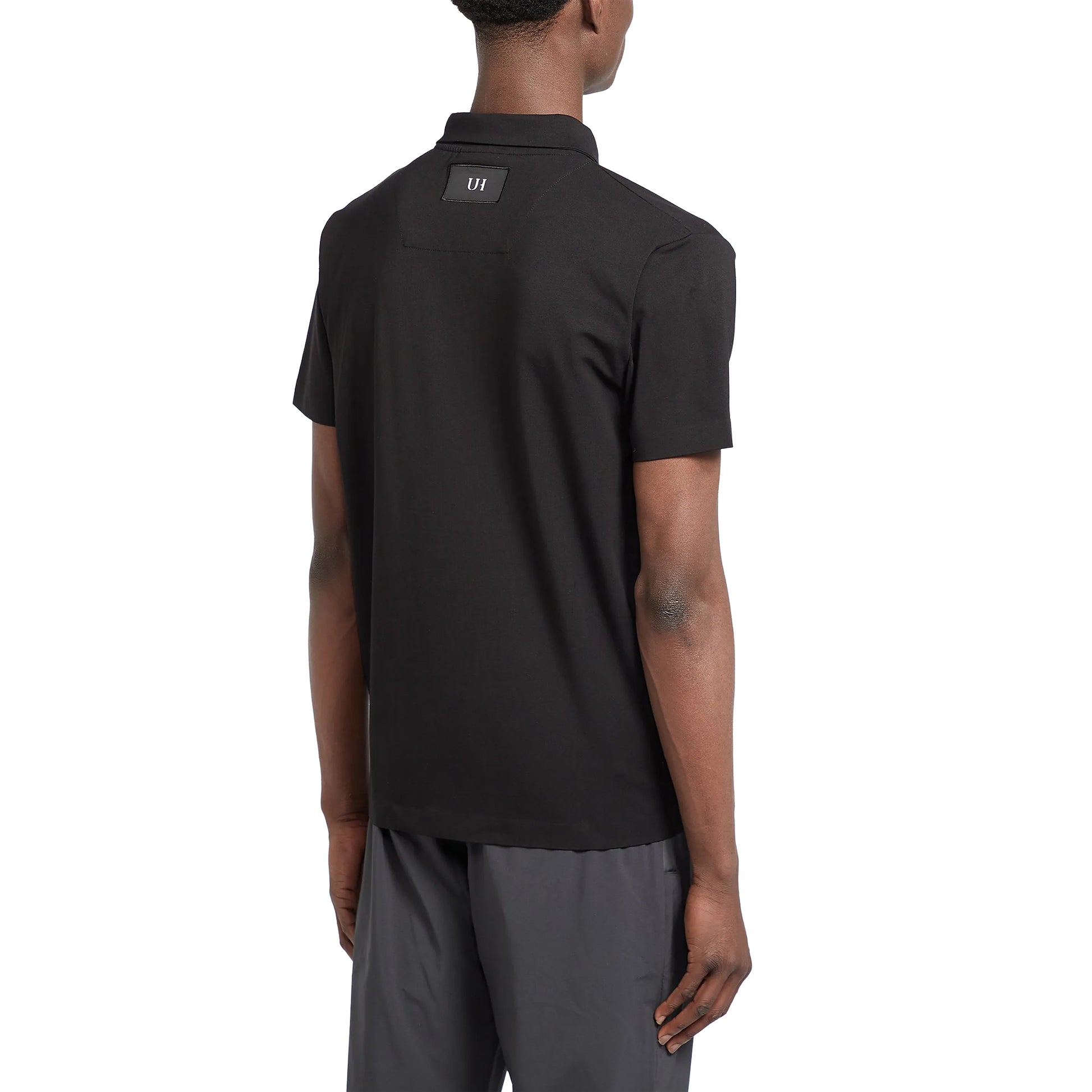 Black - Back - Unlike Humans Mens Zip Pocket Polo Shirt