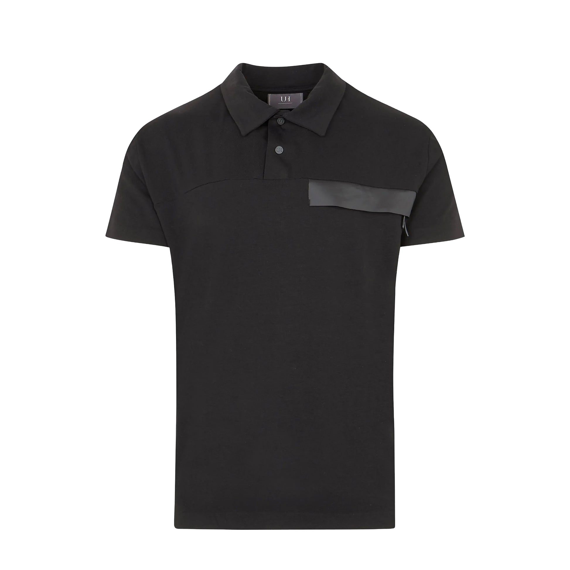 Black - Front - Unlike Humans Mens Zip Pocket Polo Shirt