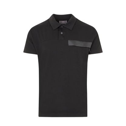 Black - Front - Unlike Humans Mens Zip Pocket Polo Shirt