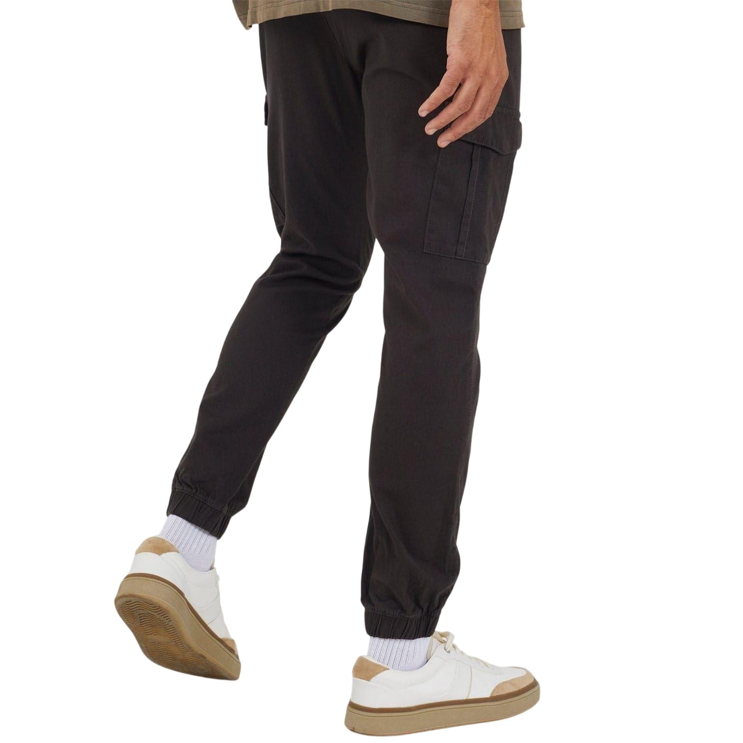 Dark Grey - Back - Brave Soul Mens Cargo Jogging Bottoms