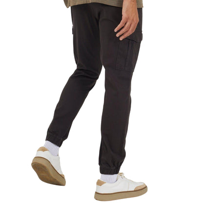 Dark Grey - Back - Brave Soul Mens Cargo Jogging Bottoms