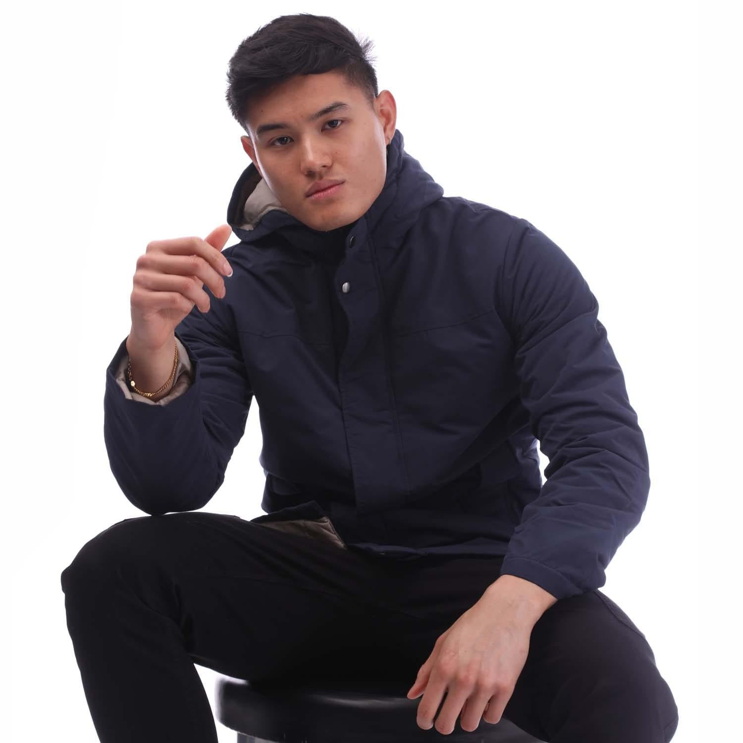 Navy - Side - Jack And Jones Mens Fen Parka