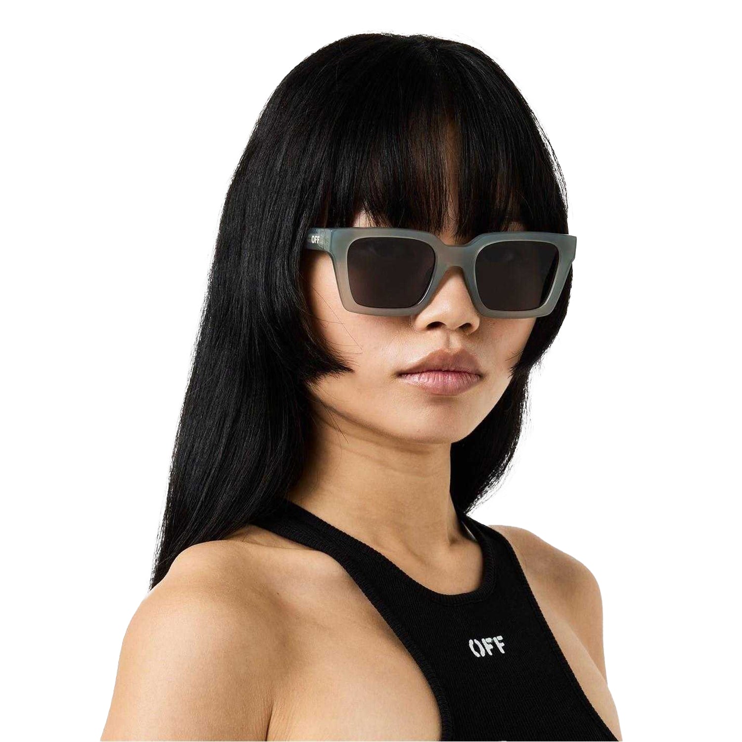 Grey - Side - Off White Unisex Adult Square Sunglasses
