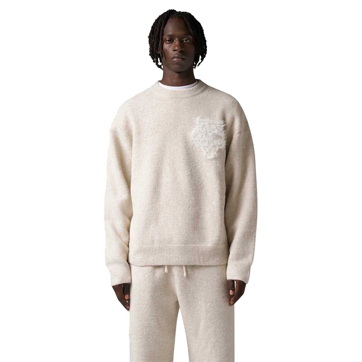 Beige - Side - Couture Mens Fluffy Pullover