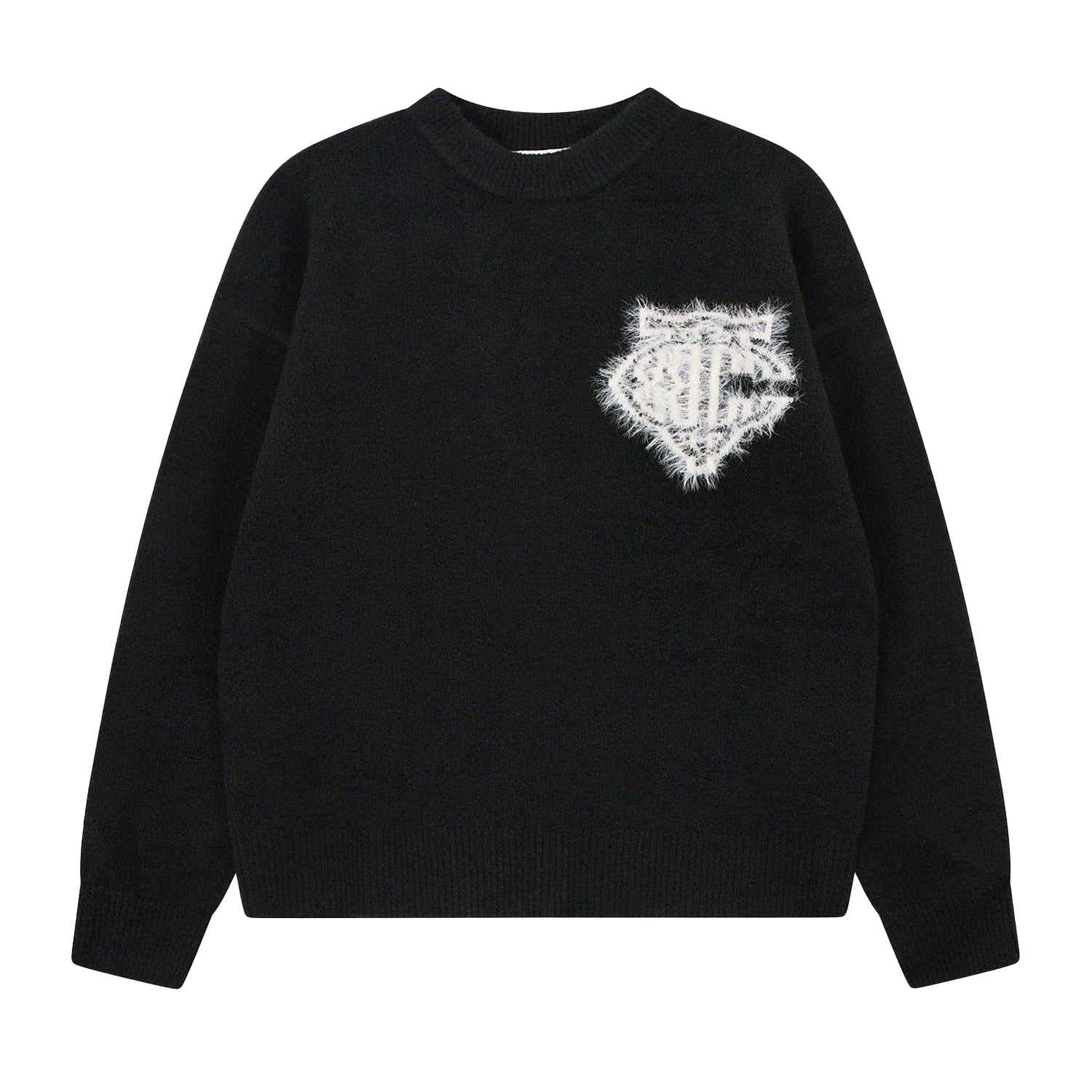Black - Front - Couture Mens Fluffy Pullover