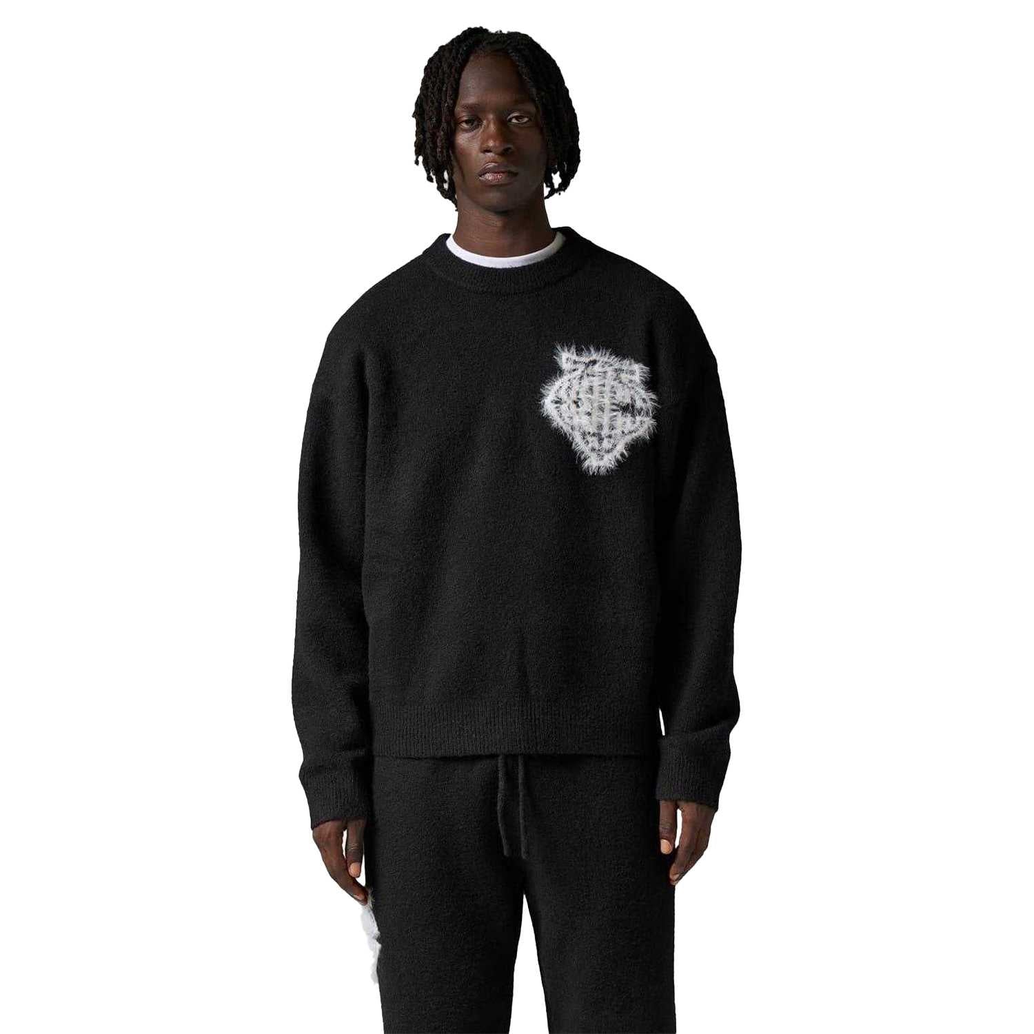 Black - Side - Couture Mens Fluffy Pullover