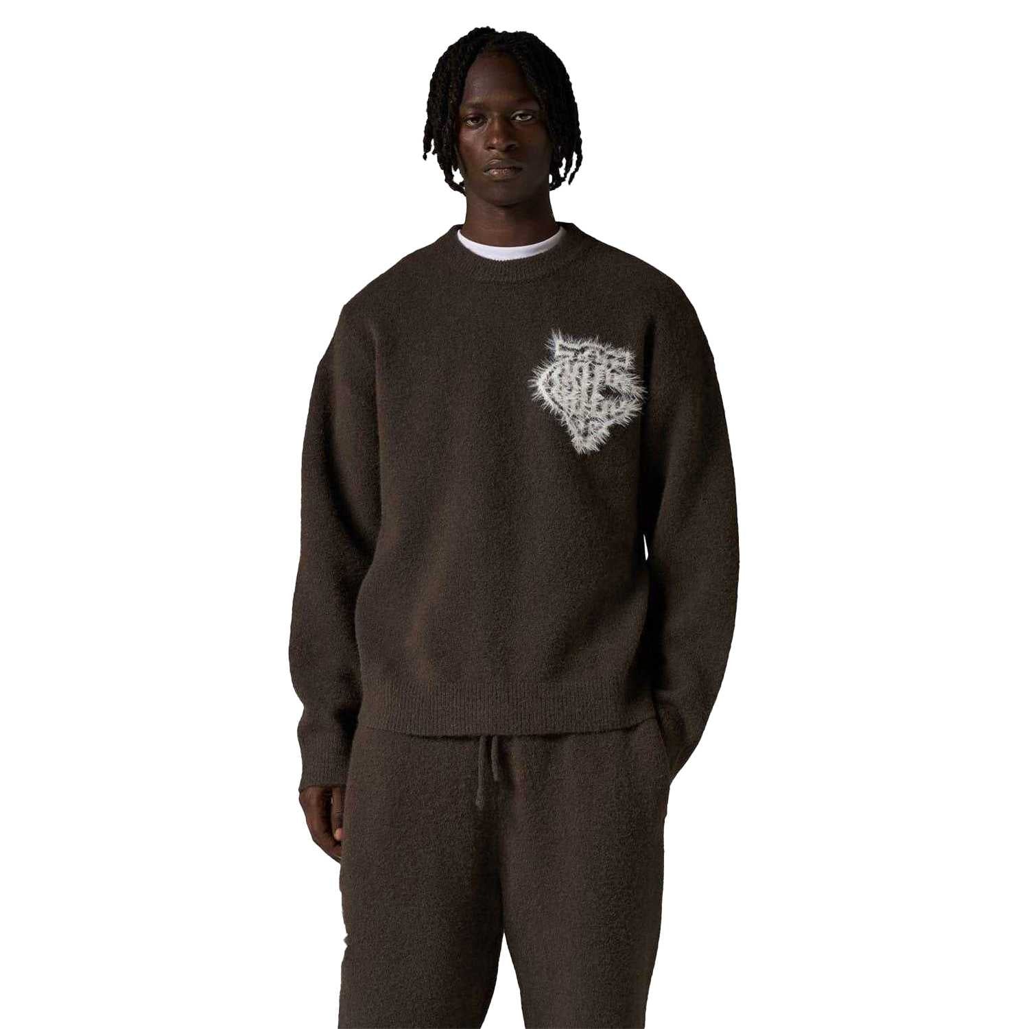 Brown - Side - Couture Mens Fluffy Pullover