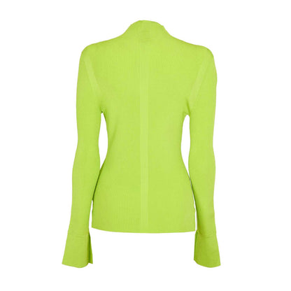 Bright Yellow - Back - Boss Womens-Ladies Frescia Viscose Fitted Long-Sleeved Sweater Top