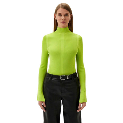 Bright Yellow - Side - Boss Womens-Ladies Frescia Viscose Fitted Long-Sleeved Sweater Top