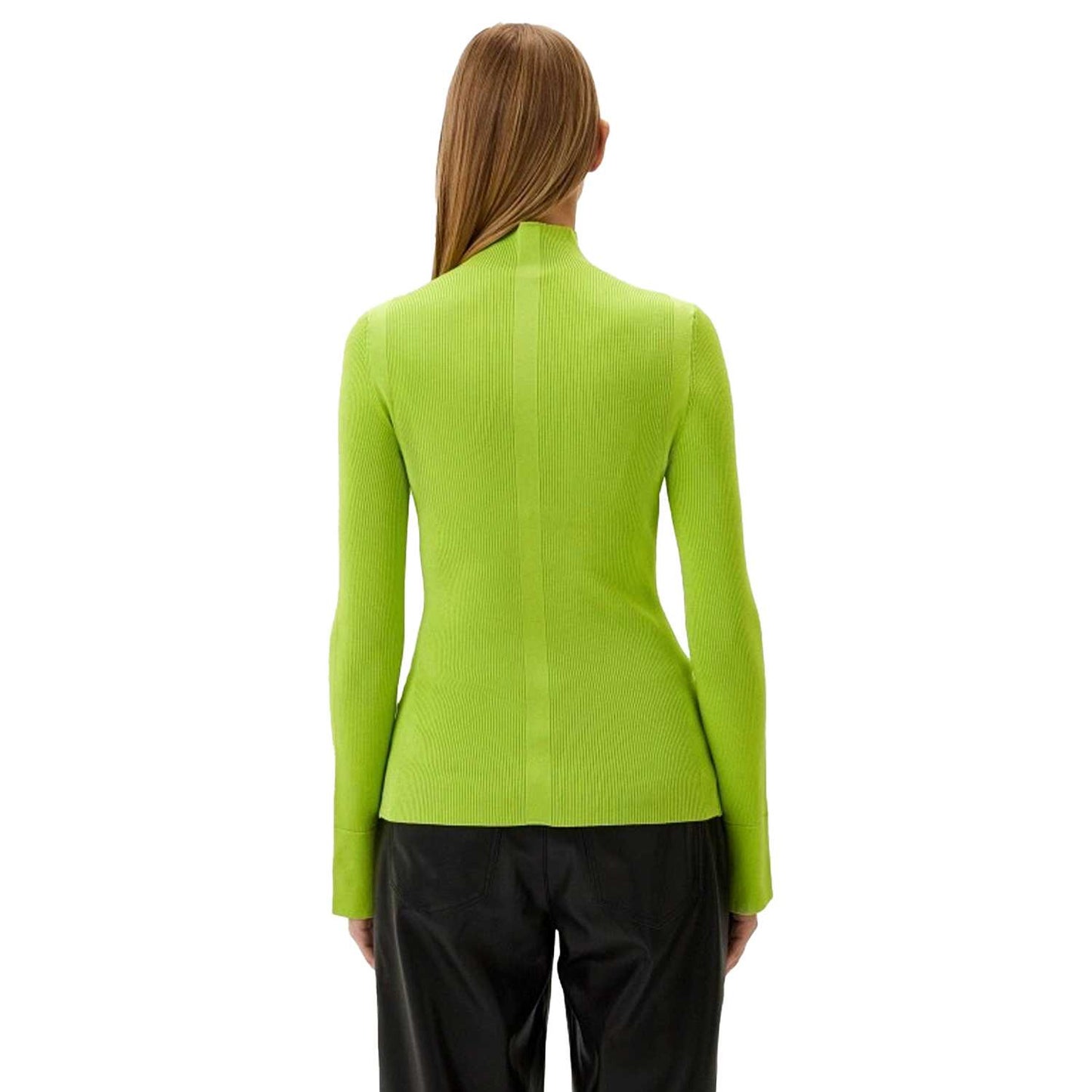 Bright Yellow - Lifestyle - Boss Womens-Ladies Frescia Viscose Fitted Long-Sleeved Sweater Top