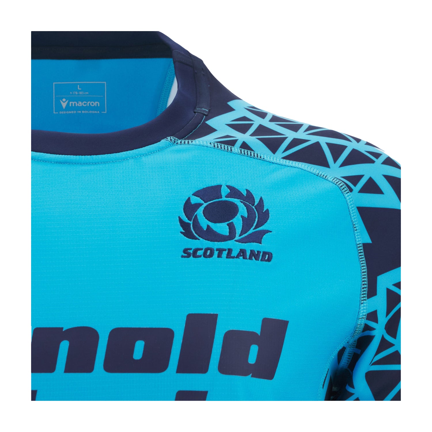 Navy-Sky - Side - Scotland RU Unisex Adult Polyester Rugby Shirt