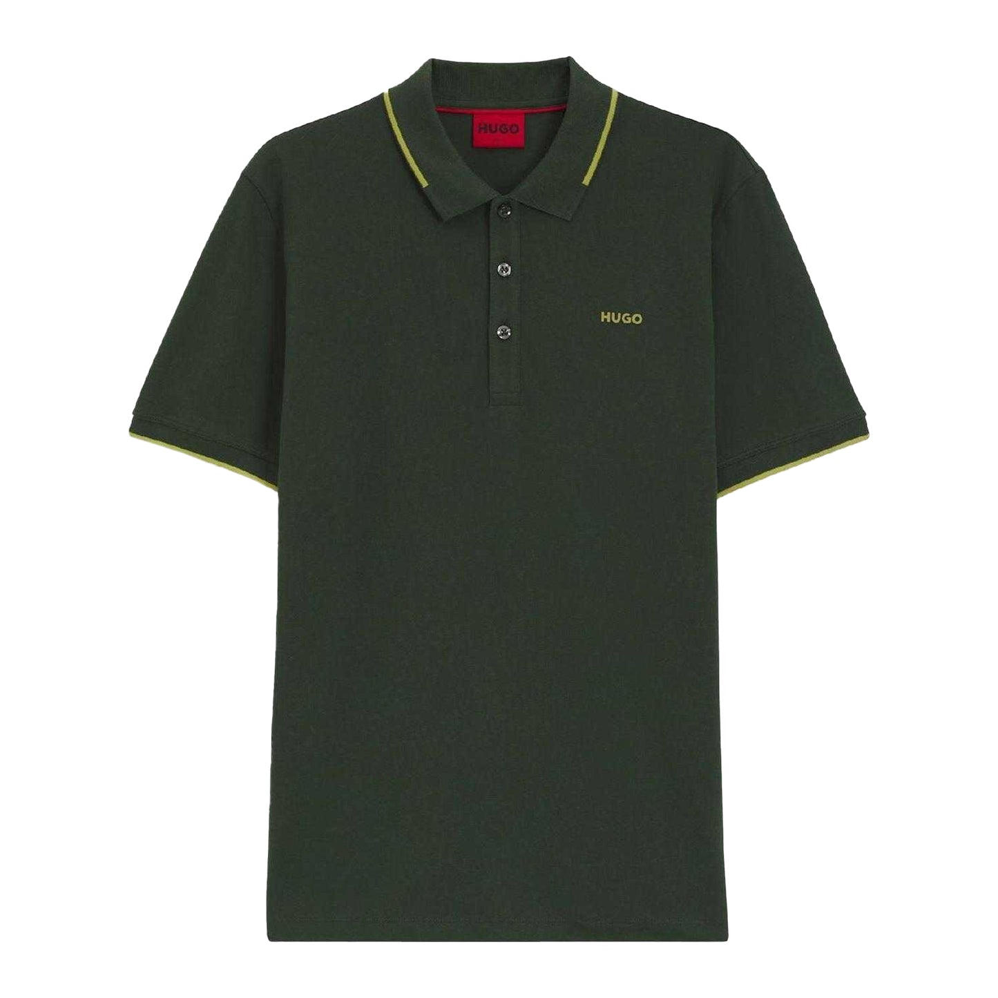 Green - Front - Hugo Mens Embroidered Logo Cotton Pique Short-Sleeved Polo Shirt