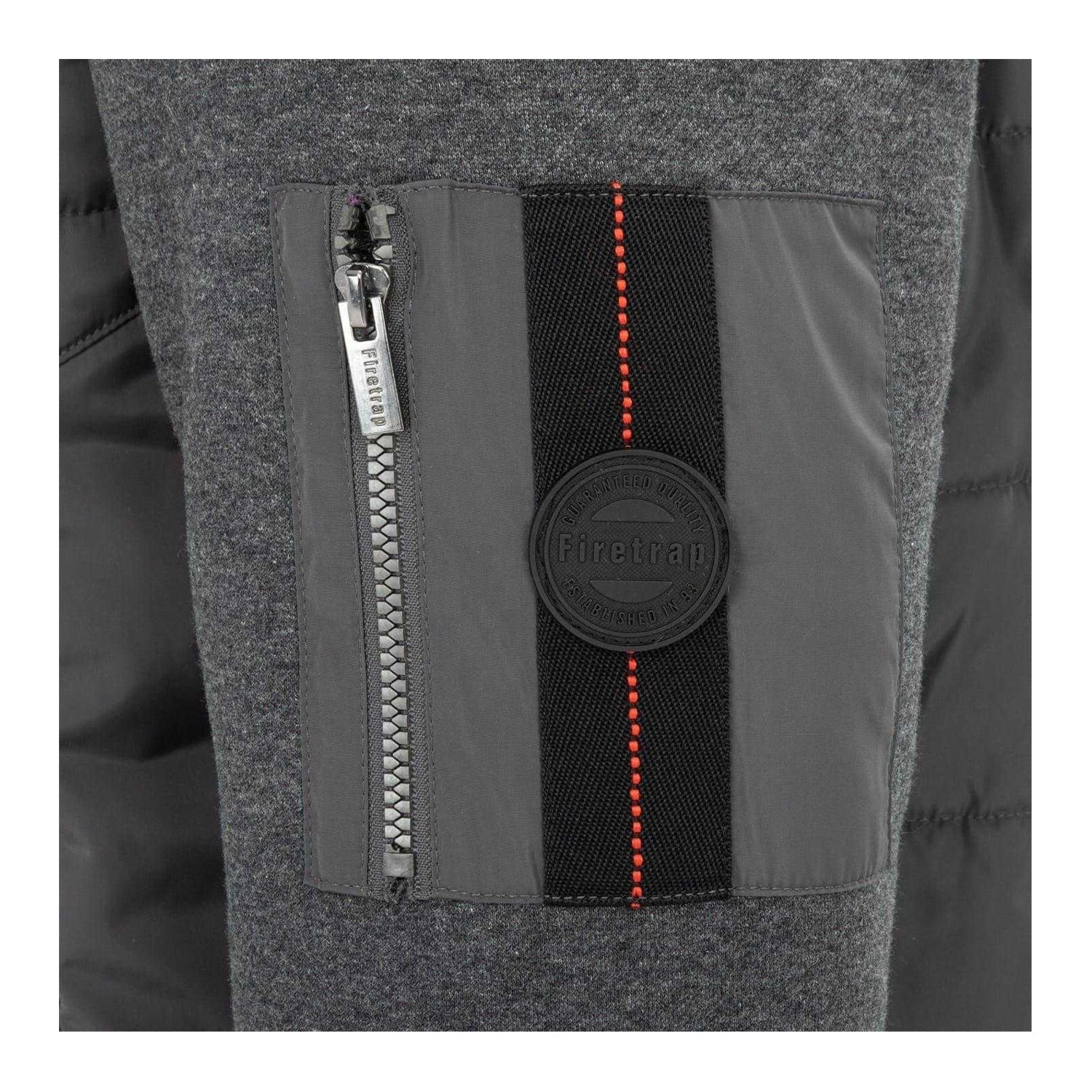 Charcoal - Lifestyle - Firetrap Mens Polyester Long-Sleeved Hybrid Jacket