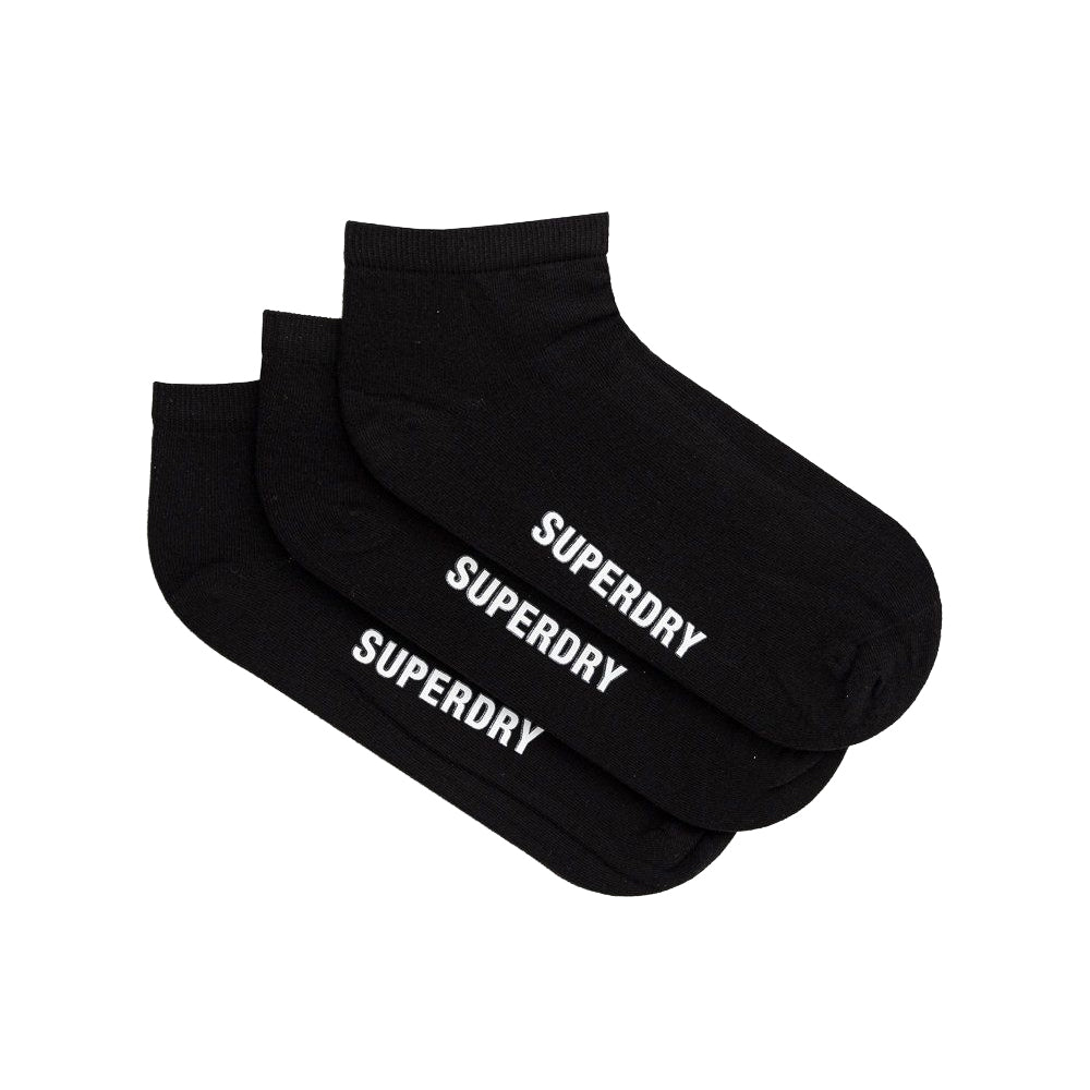 Black - Front - Superdry Mens Trainers Socks (Pack of 3)