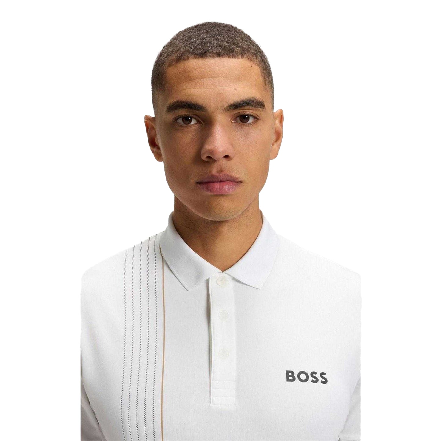 White - Side - Boss Mens Active Slim Polo Shirt