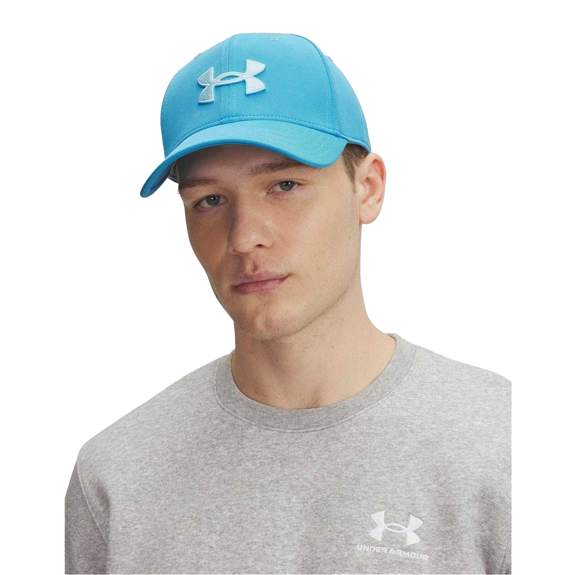 Blue - Side - Under Armour Mens Blitzing Logo Sport Baseball Cap