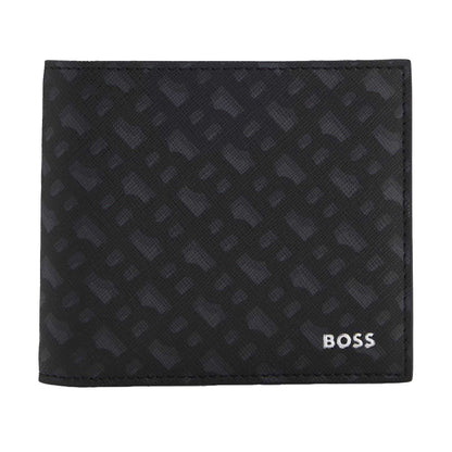 Black - Front - Boss Zair Geometric Pattern Leather Wallet