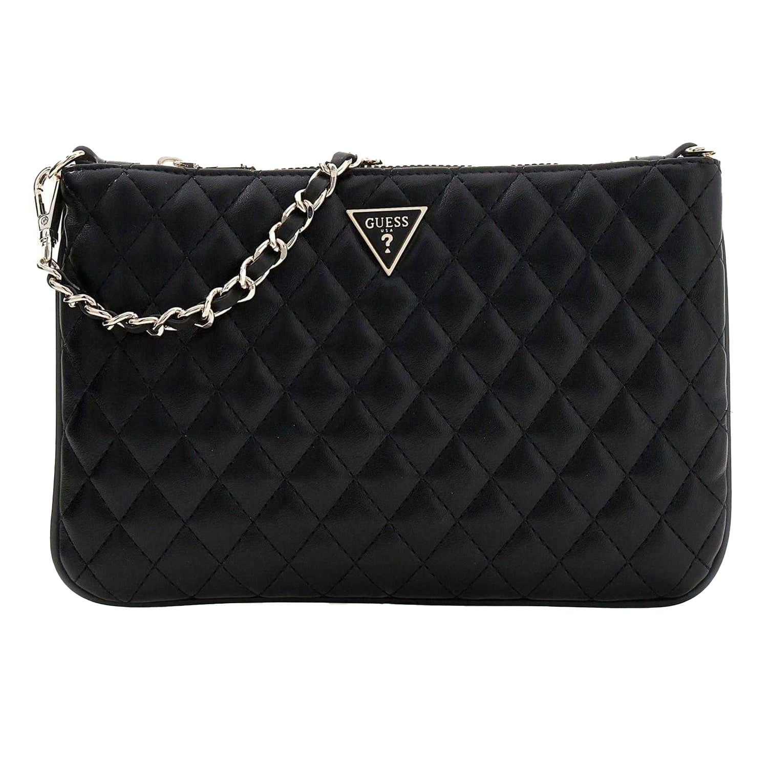 Black - Front - Guess Quilted Logo Wallet