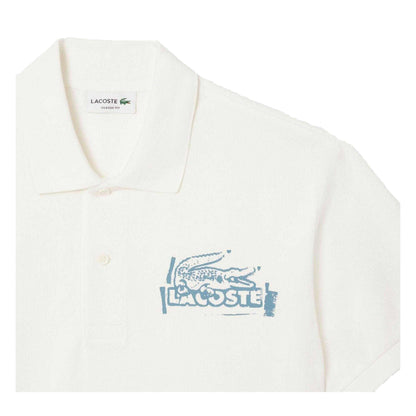 Cream - Back - Lacoste Mens L.12.12 Organic Cotton Short-Sleeved Polo Shirt