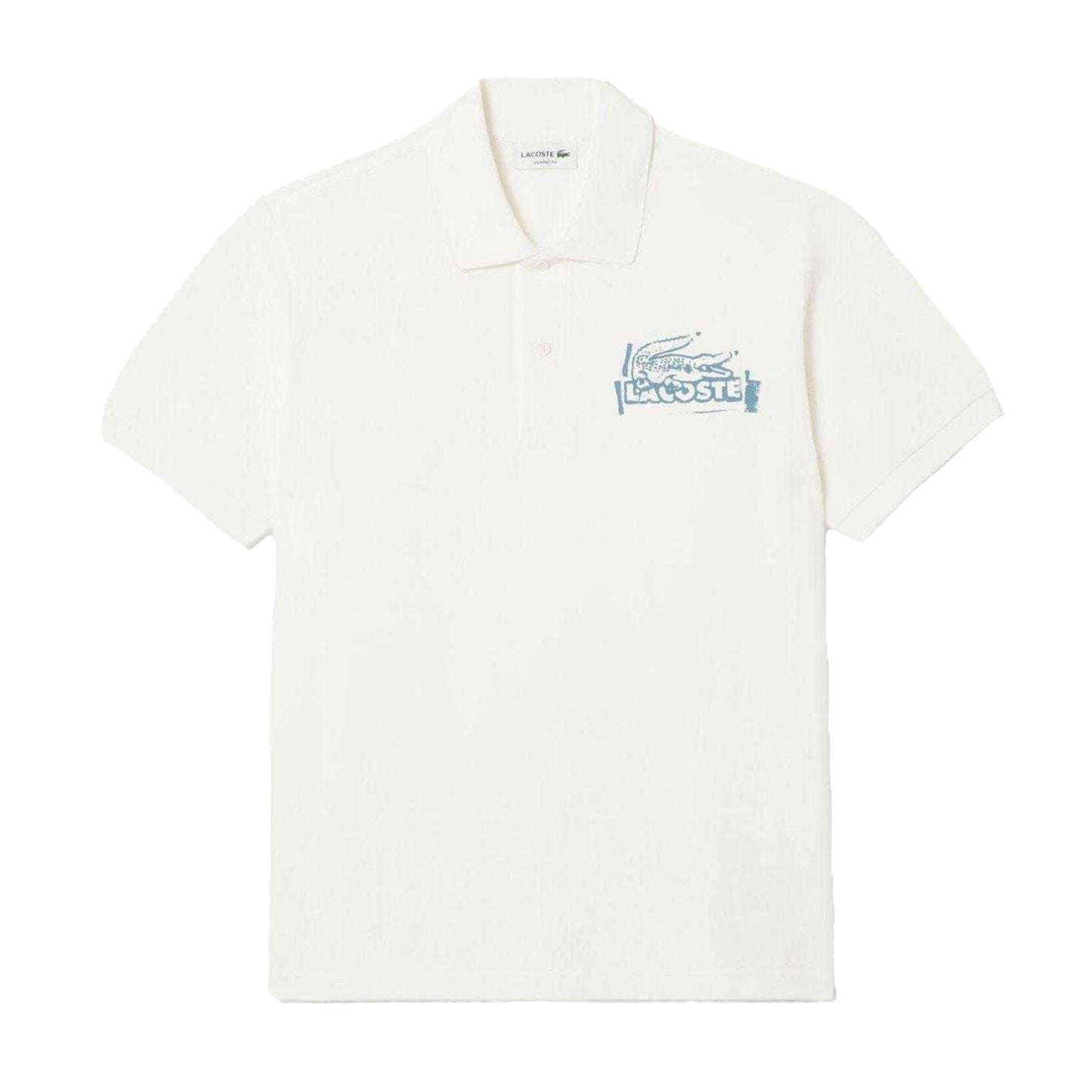 Cream - Front - Lacoste Mens L.12.12 Organic Cotton Short-Sleeved Polo Shirt