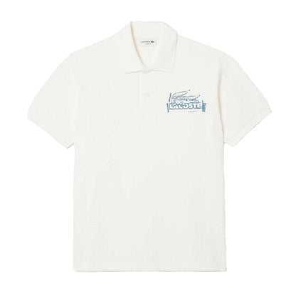 Cream - Front - Lacoste Mens L.12.12 Organic Cotton Short-Sleeved Polo Shirt